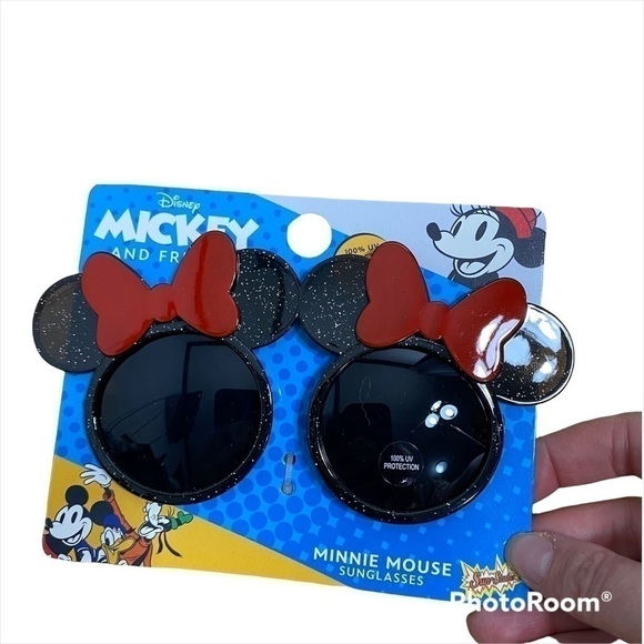 Minnie Mouse Bow Sunglasses 100% UV Protection Disney Black Red Kids - Picture 2 of 4
